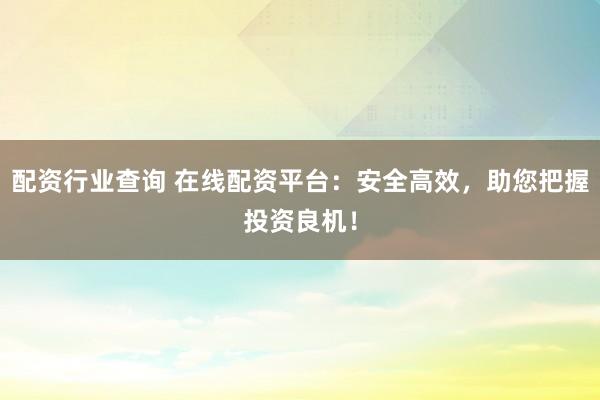 配资行业查询 在线配资平台：安全高效，助您把握投资良机！