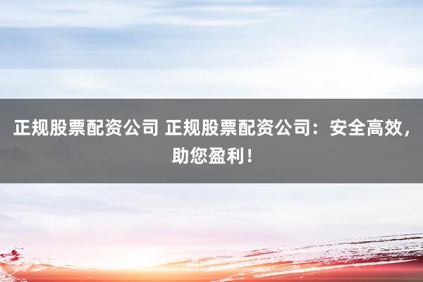 正规股票配资公司 正规股票配资公司：安全高效，助您盈利！