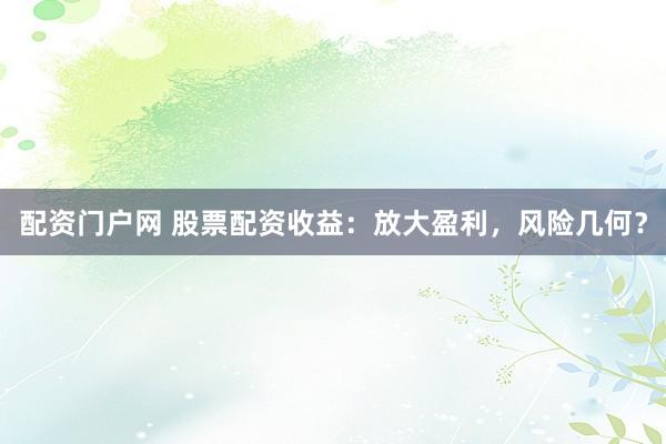 配资门户网 股票配资收益：放大盈利，风险几何？