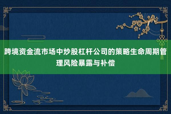 跨境资金流市场中炒股杠杆公司的策略生命周期管理风险暴露与补偿