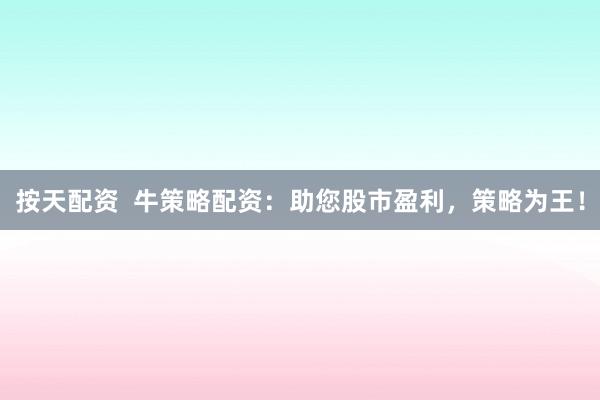 按天配资  牛策略配资：助您股市盈利，策略为王！